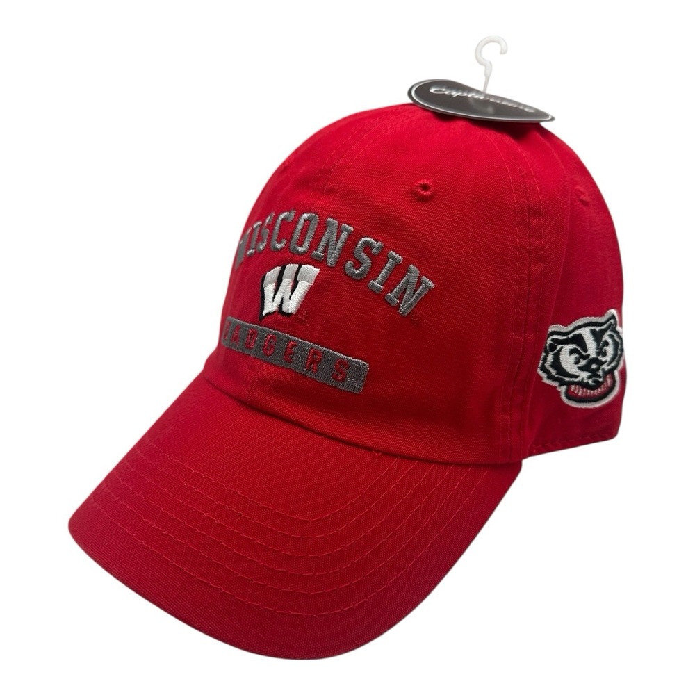 Captivating Wisconsin‎ Badgers Hat Cap Strapback Adjustable Red Embroidered NCAA